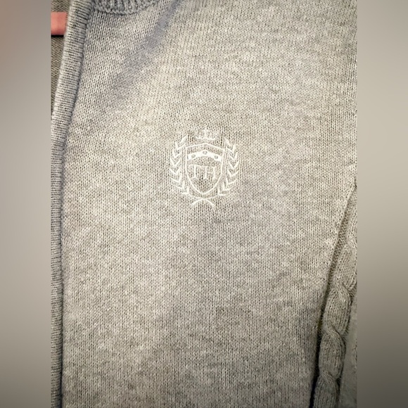 Tommy Hilfiger Grey Zip Cardigan Womens size Large with TH Crest - Picture 3 of 5